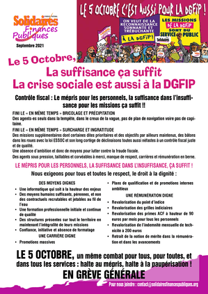 Tract - Contrôle fiscal&nbsp;: Le mépris pour les personnels, la suffisance dans l’insuffisance pour les missions ça suffit&nbsp;!!