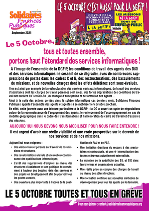 Tract : Le 5 octobre, tous et toutes ensemble, portons haut l’étendard des services informatiques&nbsp;!
