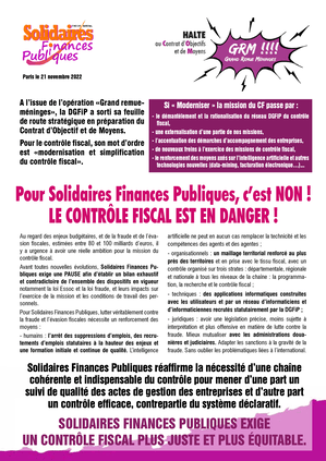 Pour Solidaires Finances Publiques, c’est NON&nbsp;! Le contrôle fiscal est en danger&nbsp;!