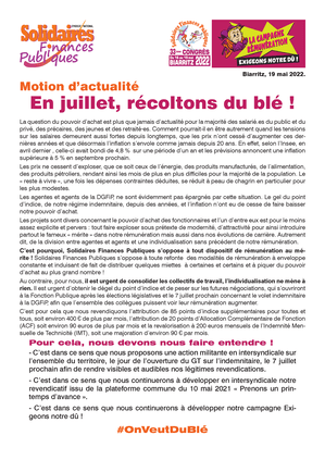 En juillet, récoltons du blé ! (Motion d’actualité du congrès 2022)